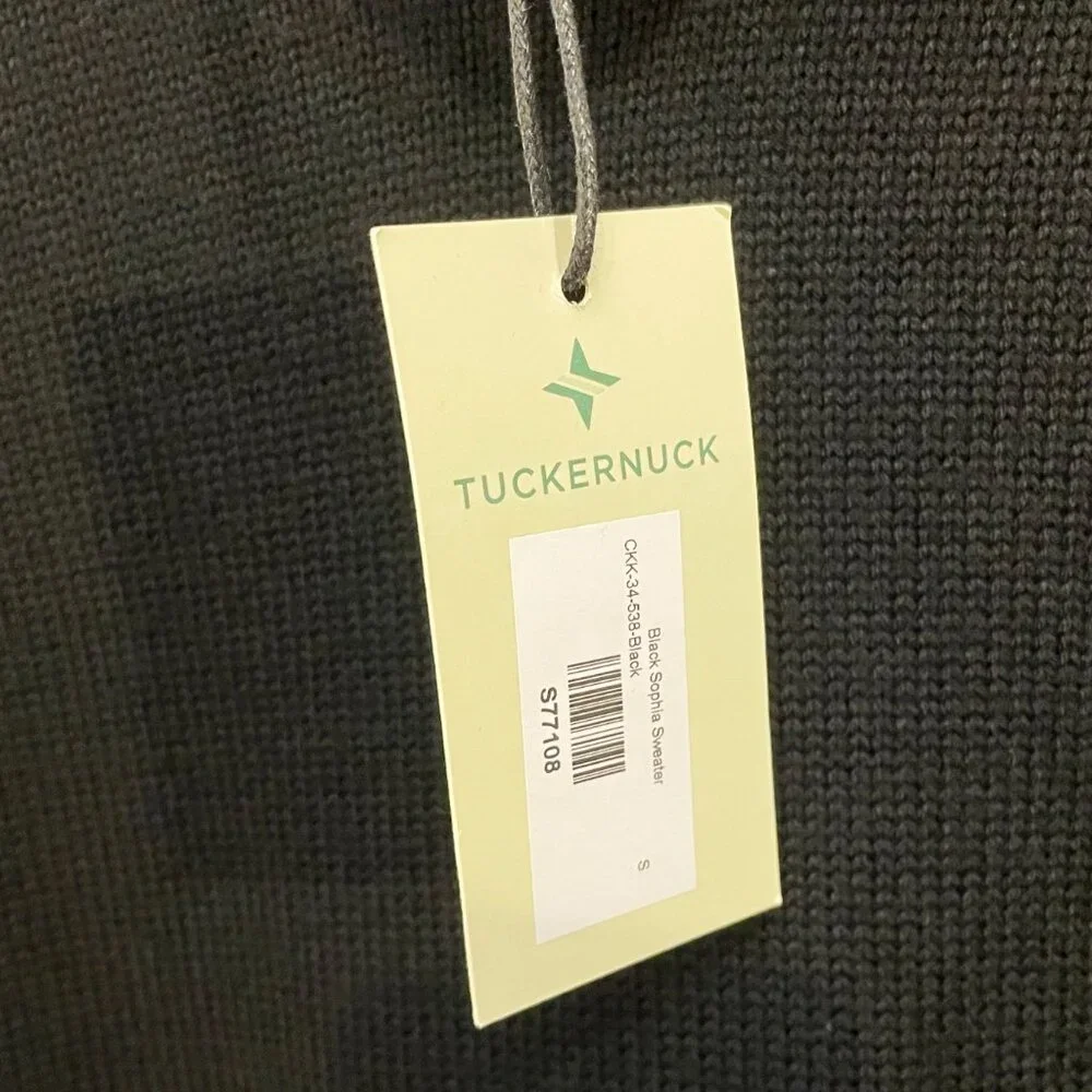 Last Chance! New Tnuck Sophia 100% Wool Gold Button Turtleneck Black Small $298 - Picture 9 of 11
